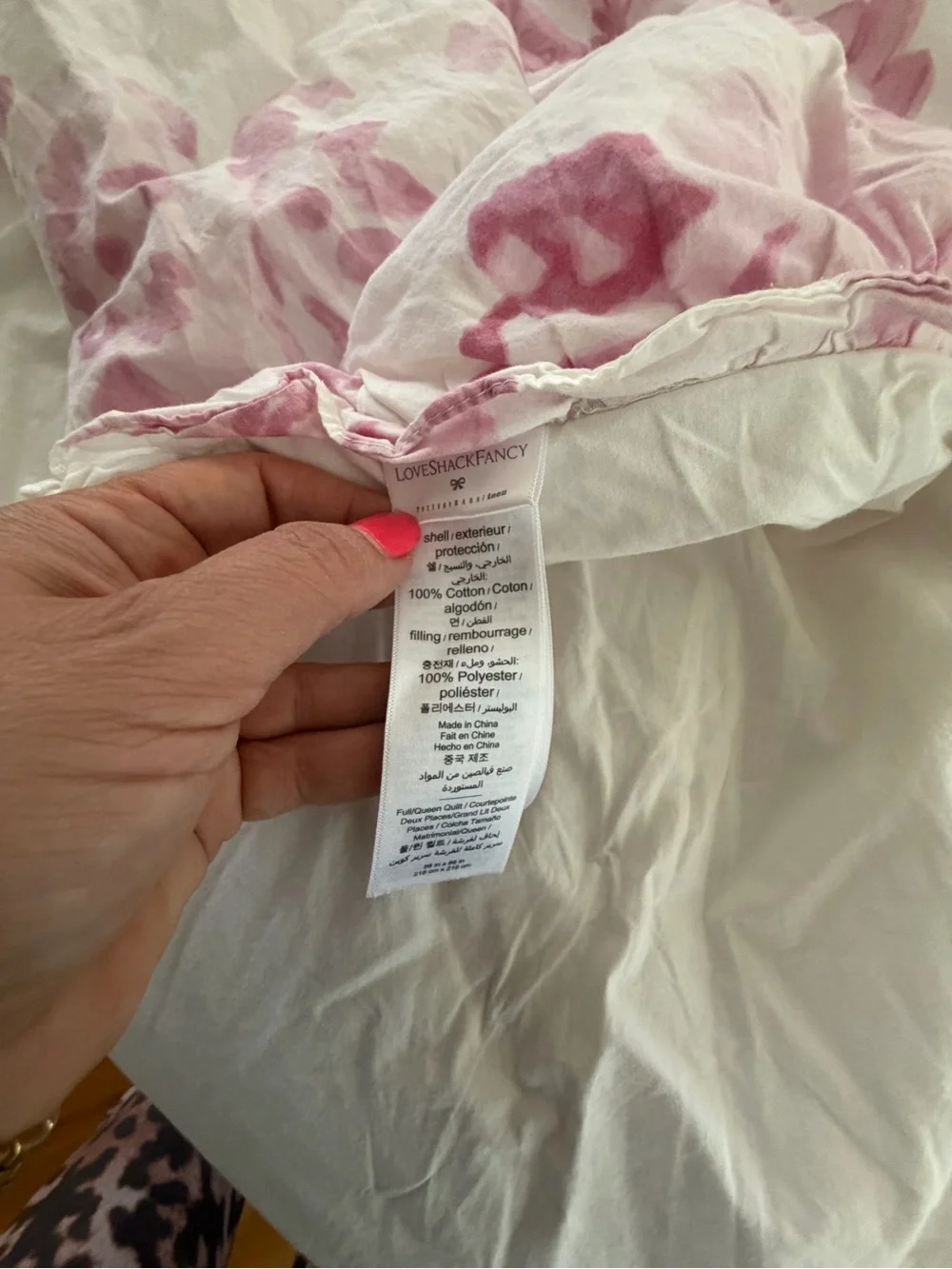 LoveShackFancy Pottery Barn Pink Floral Ruffled Comforter Set